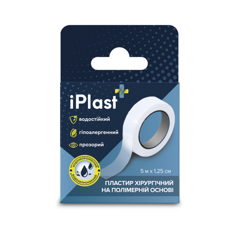 Пластир iPlast хірургічний полімер.осн. 5 м х 1,25 см